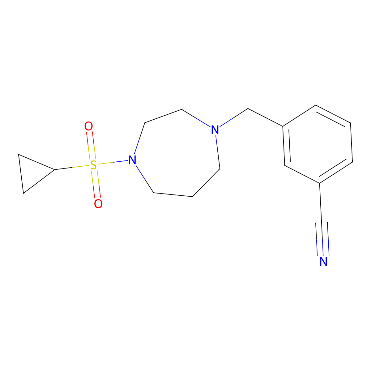 3-{[4-(Cyclopropanesulfonyl)-1,4-diazepan-1-yl]methyl}benzonitrile molecular structure, CAS 2549027-39-4