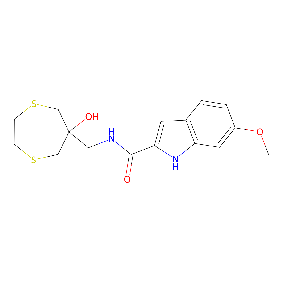 N-[(6-hydroxy-1,4-dithiepan-6-yl)methyl]-6-methoxy-1H-indole-2-carboxamide molecular structure, CAS 2549027-40-7
