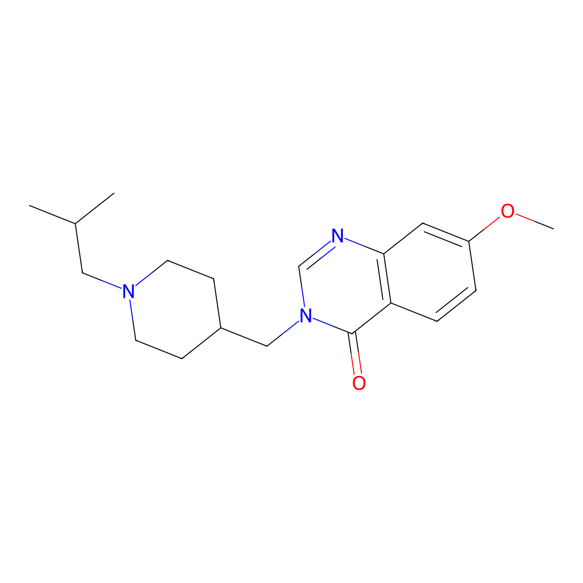 7-Methoxy-3-{[1-(2-methylpropyl)piperidin-4-yl]methyl}-3,4-dihydroquinazolin-4-one molecular structure, CAS 2549027-49-6