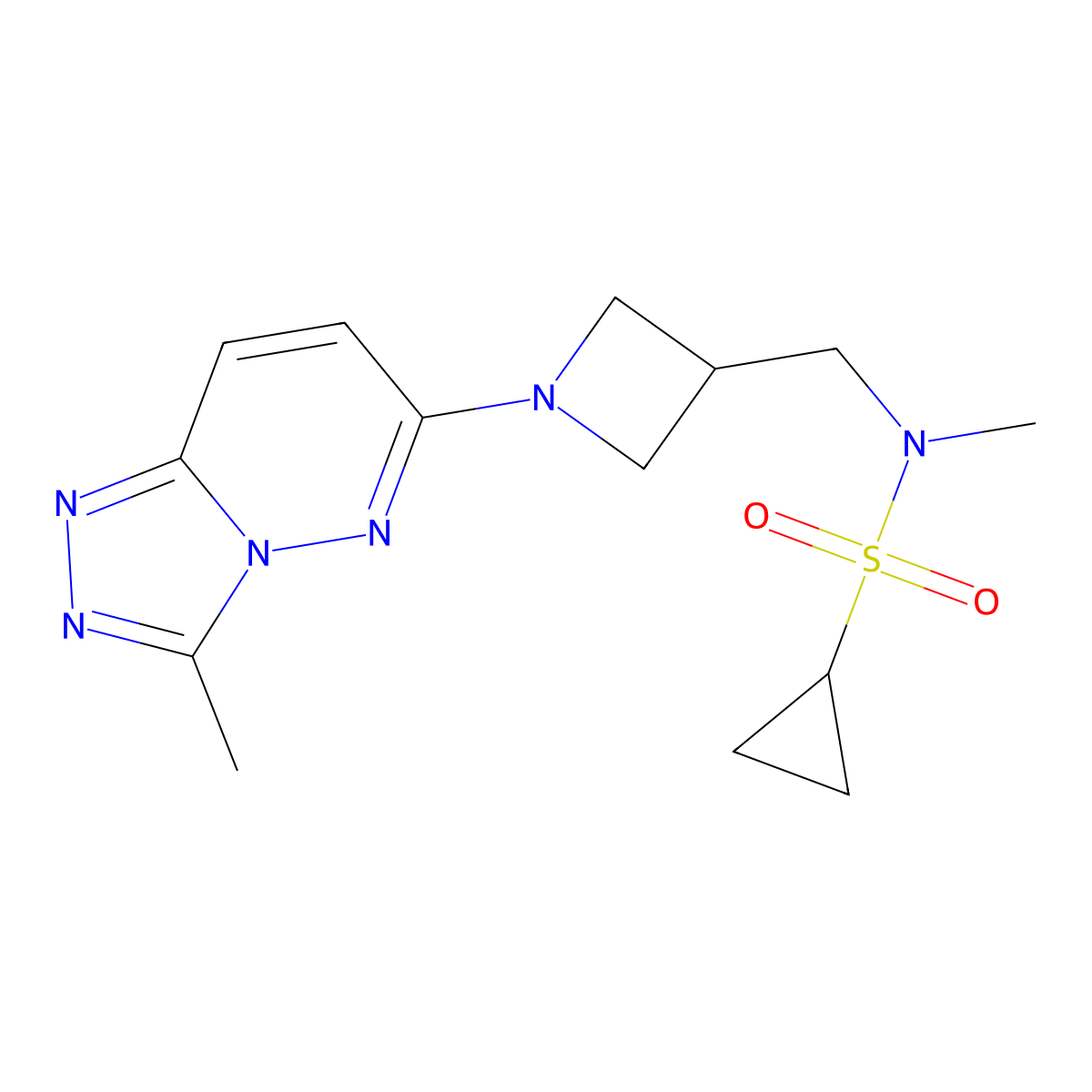 N-methyl-N-[(1-{3-methyl-[1,2,4]triazolo[4,3-b]pyridazin-6-yl}azetidin-3-yl)methyl]cyclopropanesulfonamide molecular structure, CAS 2549027-51-0
