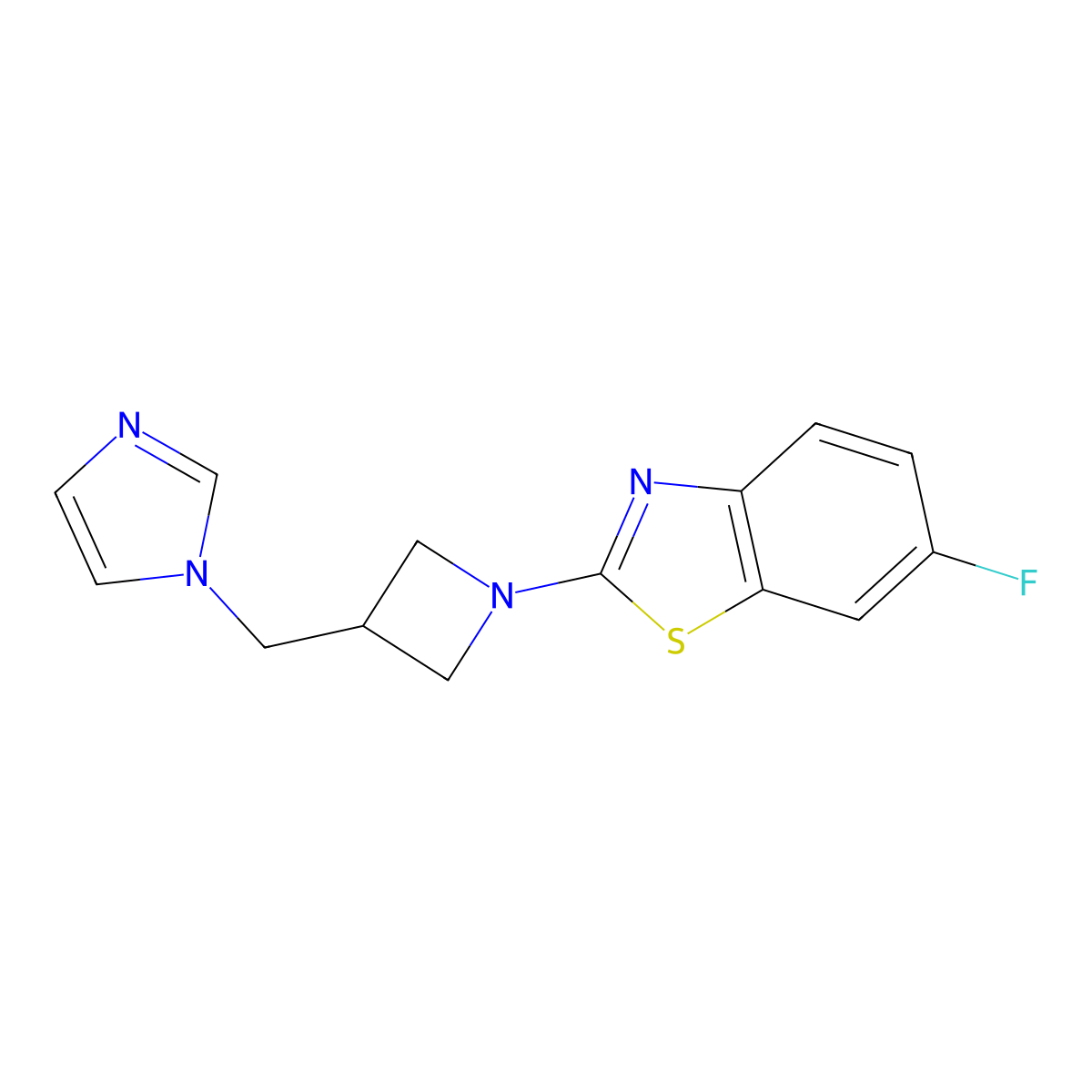 6-fluoro-2-{3-[(1H-imidazol-1-yl)methyl]azetidin-1-yl}-1,3-benzothiazole molecular structure, CAS 2549027-53-2