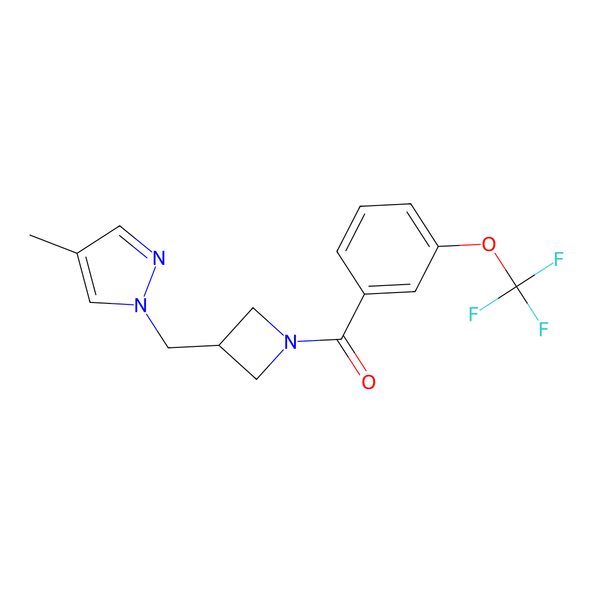 4-methyl-1-({1-[3-(trifluoromethoxy)benzoyl]azetidin-3-yl}methyl)-1H-pyrazole molecular structure, CAS 2549027-56-5