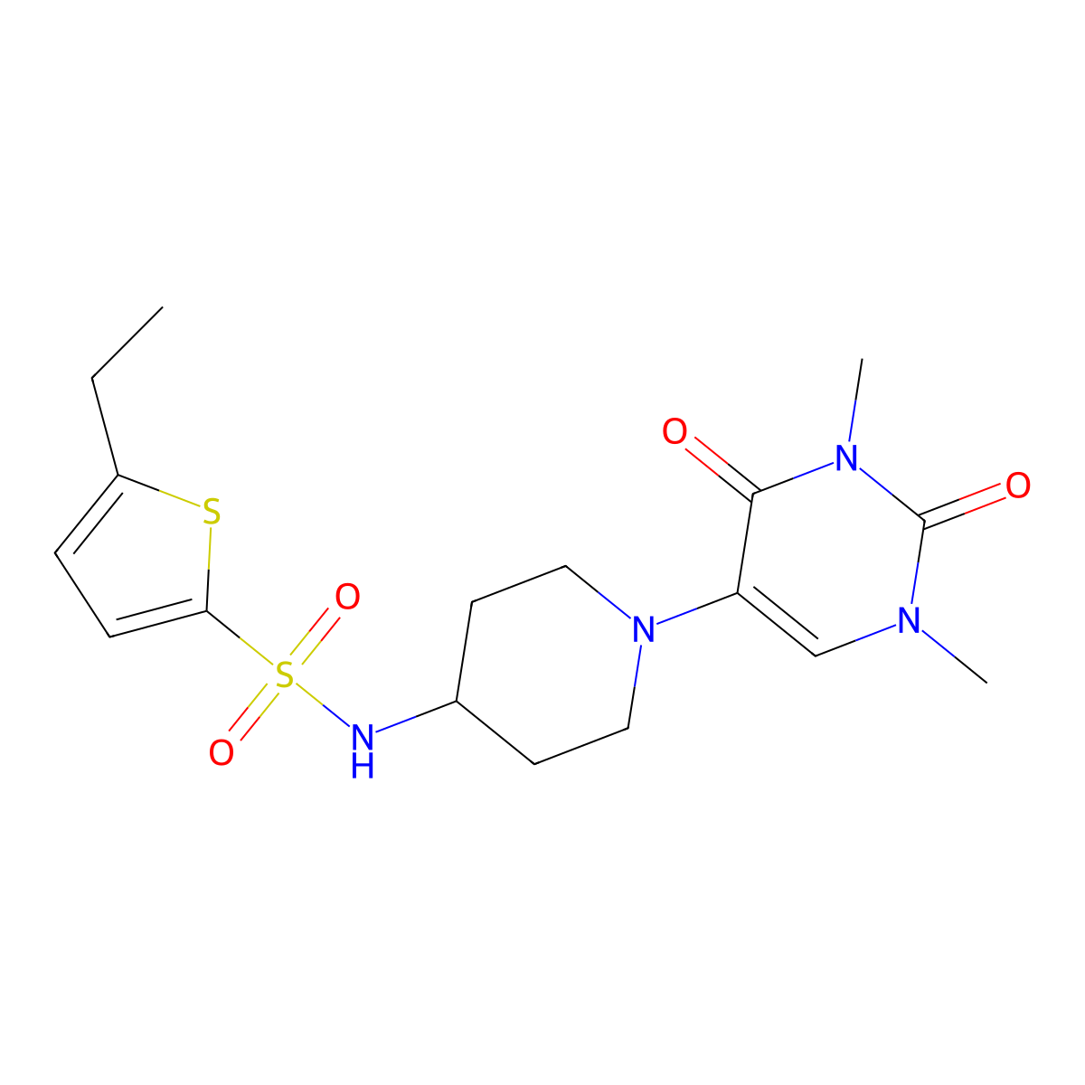 N-[1-(1,3-dimethyl-2,4-dioxo-1,2,3,4-tetrahydropyrimidin-5-yl)piperidin-4-yl]-5-ethylthiophene-2-sulfonamide molecular structure, CAS 2549027-57-6