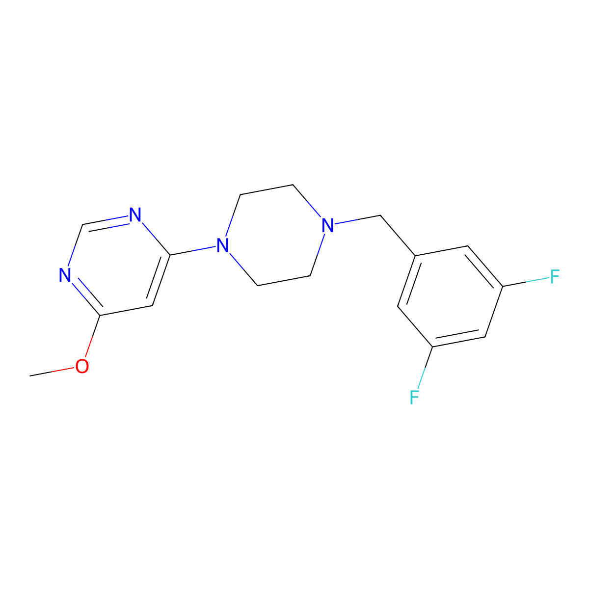 4-{4-[(3,5-Difluorophenyl)methyl]piperazin-1-yl}-6-methoxypyrimidine molecular structure, CAS 2549027-61-2