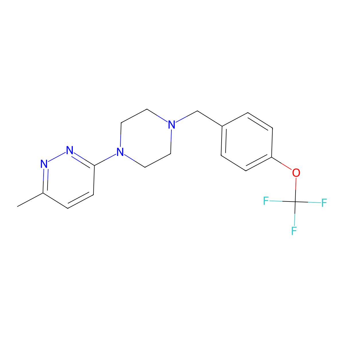 3-Methyl-6-(4-{[4-(trifluoromethoxy)phenyl]methyl}piperazin-1-yl)pyridazine molecular structure, CAS 2549027-69-0