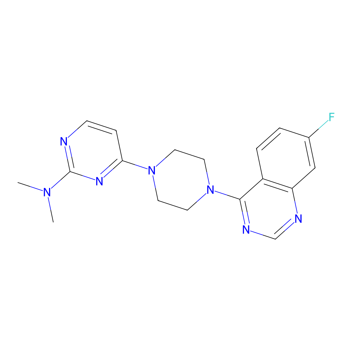 4-[4-(7-fluoroquinazolin-4-yl)piperazin-1-yl]-N,N-dimethylpyrimidin-2-amine molecular structure, CAS 2549027-72-5
