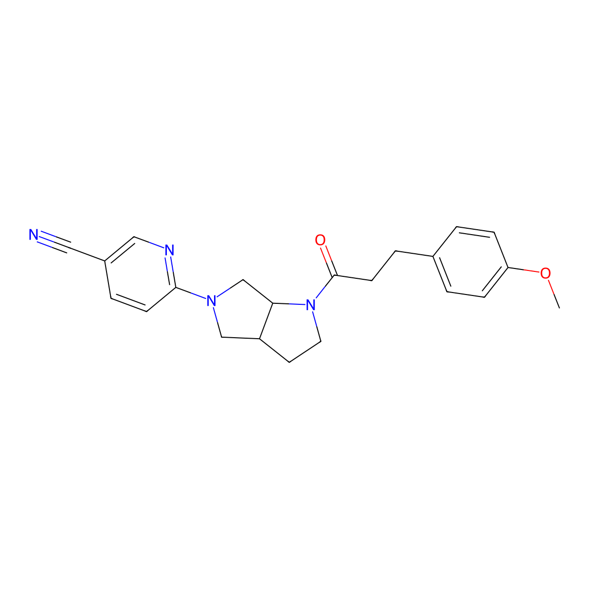 6-{1-[3-(4-Methoxyphenyl)propanoyl]-octahydropyrrolo[3,4-b]pyrrol-5-yl}pyridine-3-carbonitrile molecular structure, CAS 2549027-76-9