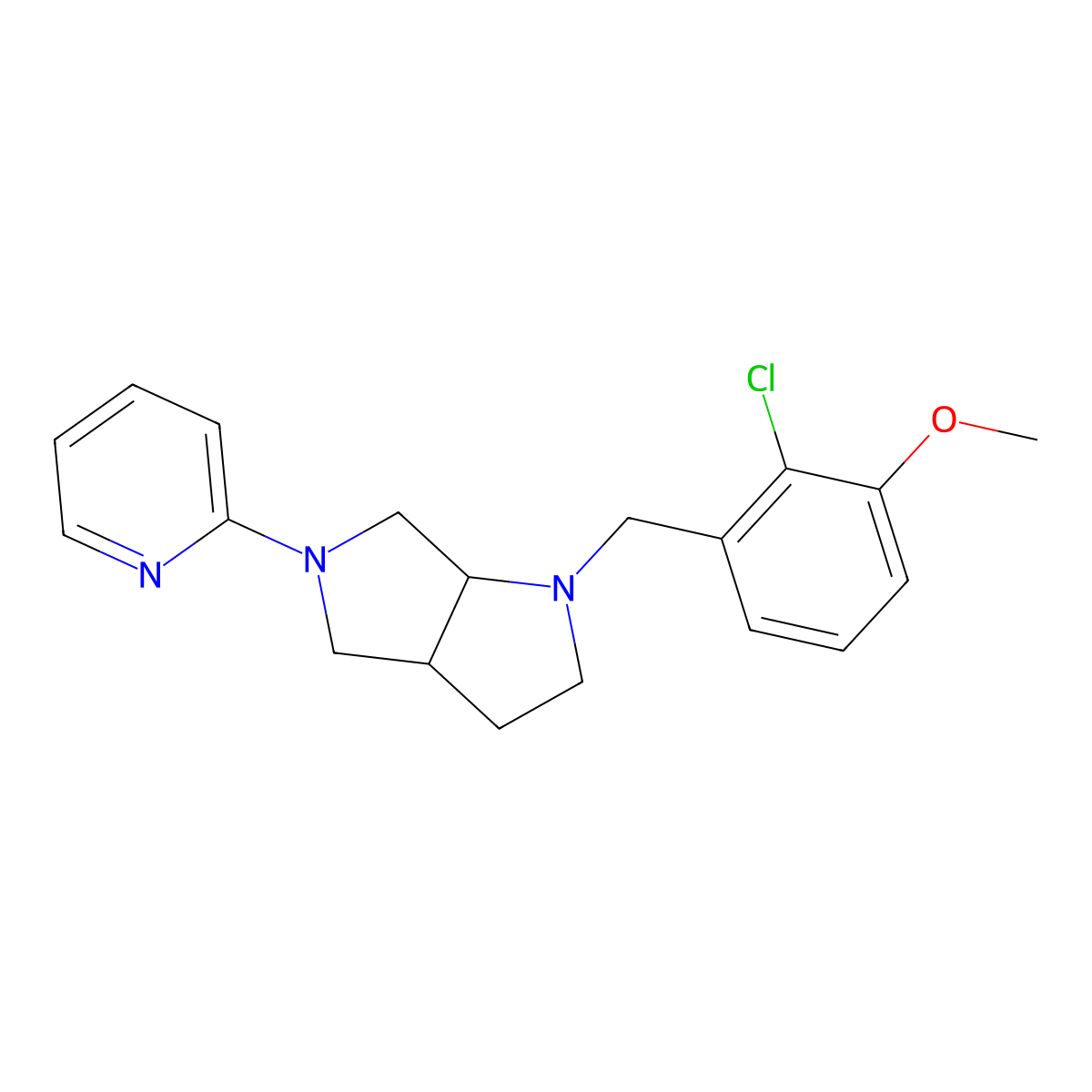 2-{1-[(2-Chloro-3-methoxyphenyl)methyl]-octahydropyrrolo[2,3-c]pyrrol-5-yl}pyridine molecular structure, CAS 2549027-79-2