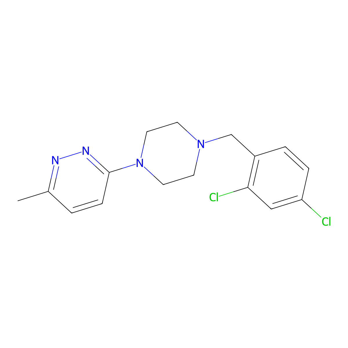3-{4-[(2,4-Dichlorophenyl)methyl]piperazin-1-yl}-6-methylpyridazine molecular structure, CAS 2549027-82-7