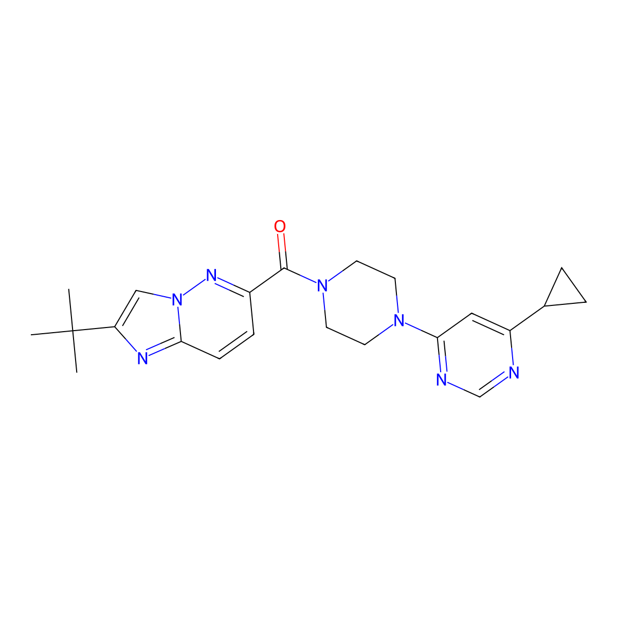 4-(4-{2-Tert-butylimidazo[1,2-b]pyridazine-6-carbonyl}piperazin-1-yl)-6-cyclopropylpyrimidine molecular structure, CAS 2549027-84-9