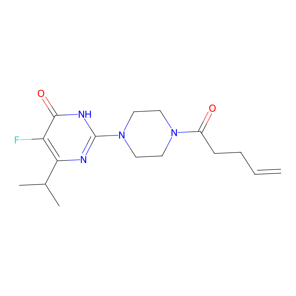 5-Fluoro-2-[4-(pent-4-enoyl)piperazin-1-yl]-6-(propan-2-yl)-3,4-dihydropyrimidin-4-one molecular structure, CAS 2549027-93-0