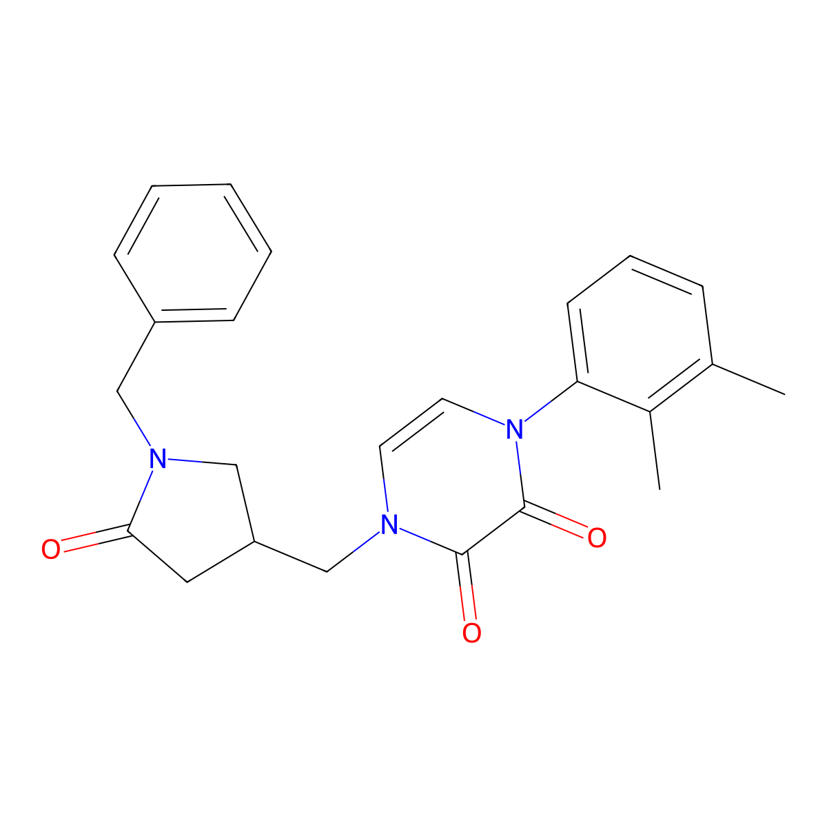 1-[(1-Benzyl-5-oxopyrrolidin-3-yl)methyl]-4-(2,3-dimethylphenyl)-1,2,3,4-tetrahydropyrazine-2,3-dione molecular structure, CAS 2549028-02-4