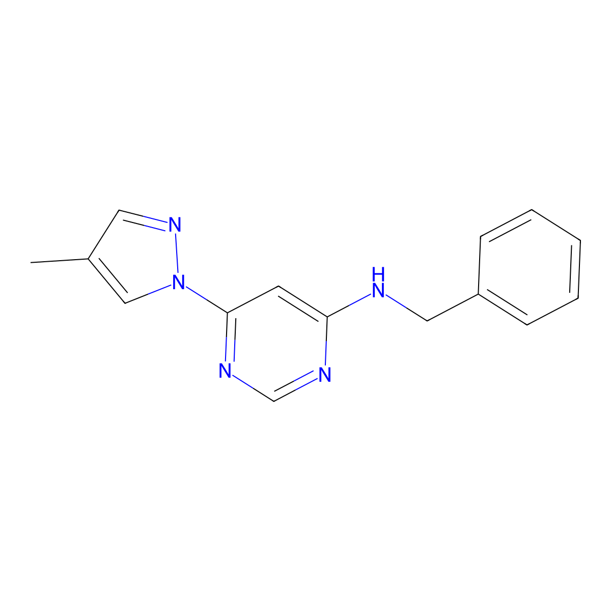 N-benzyl-6-(4-methyl-1H-pyrazol-1-yl)pyrimidin-4-amine molecular structure, CAS 2549028-03-5