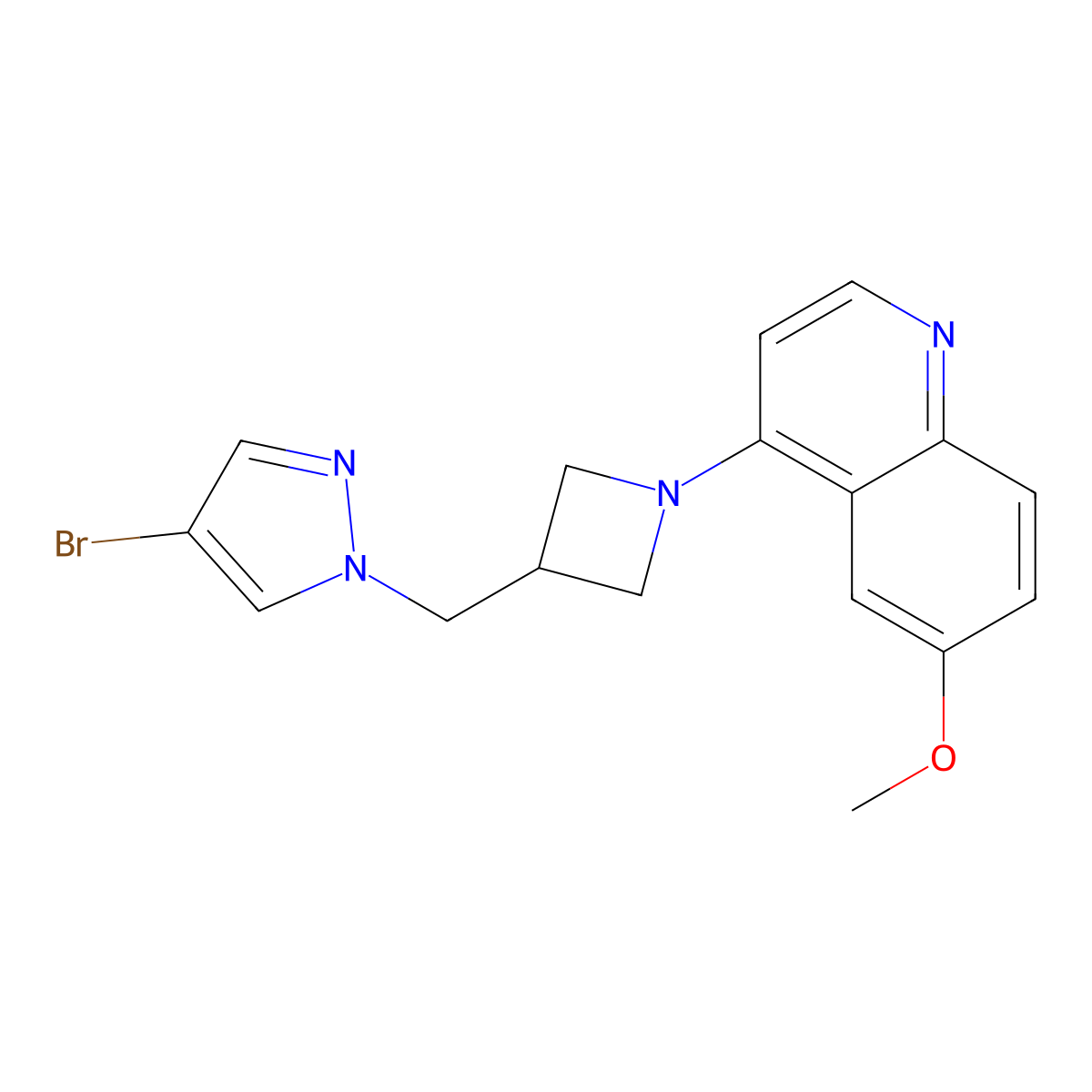 4-{3-[(4-bromo-1H-pyrazol-1-yl)methyl]azetidin-1-yl}-6-methoxyquinoline molecular structure, CAS 2549028-06-8