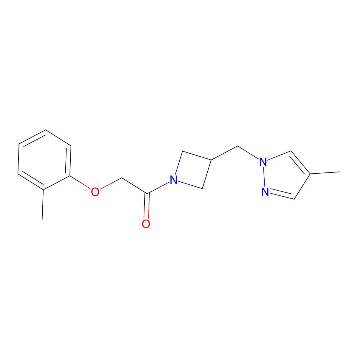 1-{3-[(4-methyl-1H-pyrazol-1-yl)methyl]azetidin-1-yl}-2-(2-methylphenoxy)ethan-1-one molecular structure, CAS 2549028-11-5