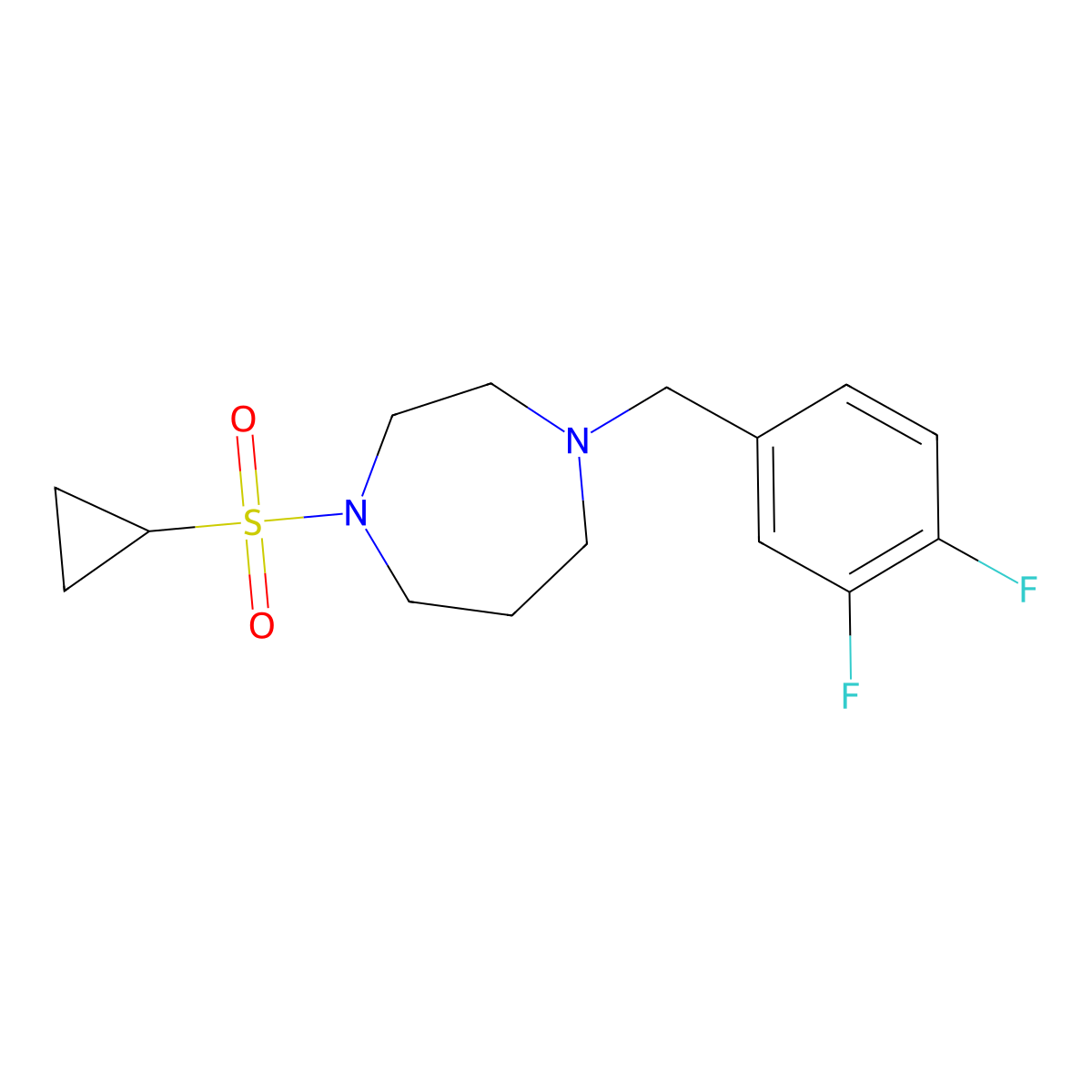 1-(Cyclopropanesulfonyl)-4-[(3,4-difluorophenyl)methyl]-1,4-diazepane molecular structure, CAS 2549028-18-2