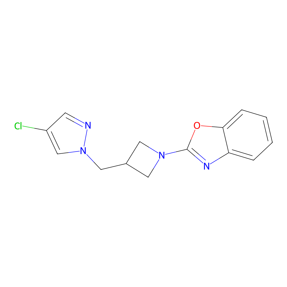 2-{3-[(4-chloro-1H-pyrazol-1-yl)methyl]azetidin-1-yl}-1,3-benzoxazole molecular structure, CAS 2549028-22-8