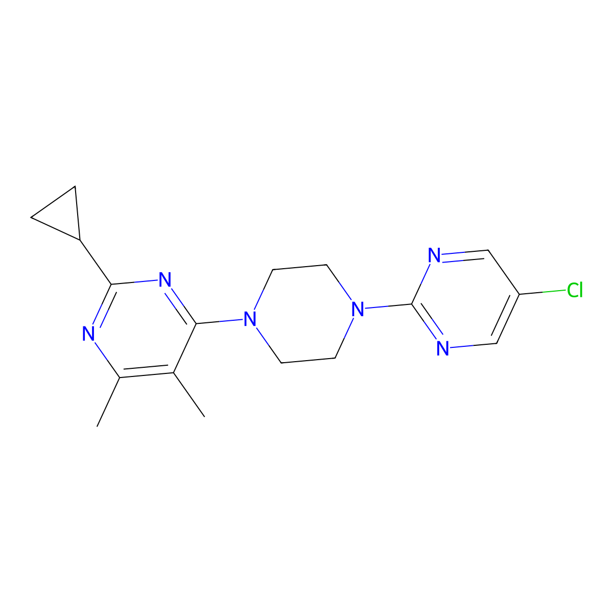 4-[4-(5-Chloropyrimidin-2-yl)piperazin-1-yl]-2-cyclopropyl-5,6-dimethylpyrimidine molecular structure, CAS 2549028-24-0