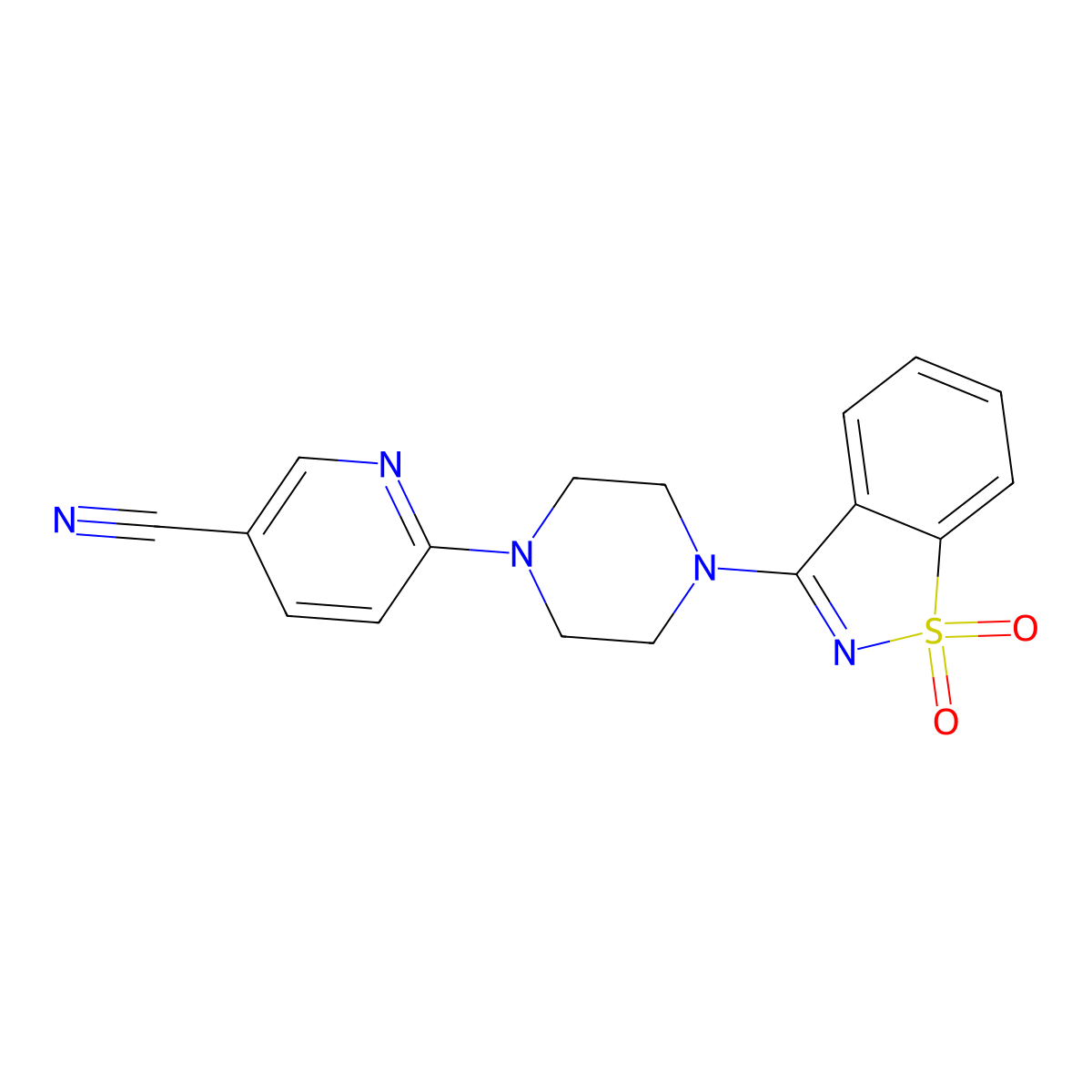 6-[4-(1,1-Dioxo-1lambda6,2-benzothiazol-3-yl)piperazin-1-yl]pyridine-3-carbonitrile molecular structure, CAS 2549028-25-1