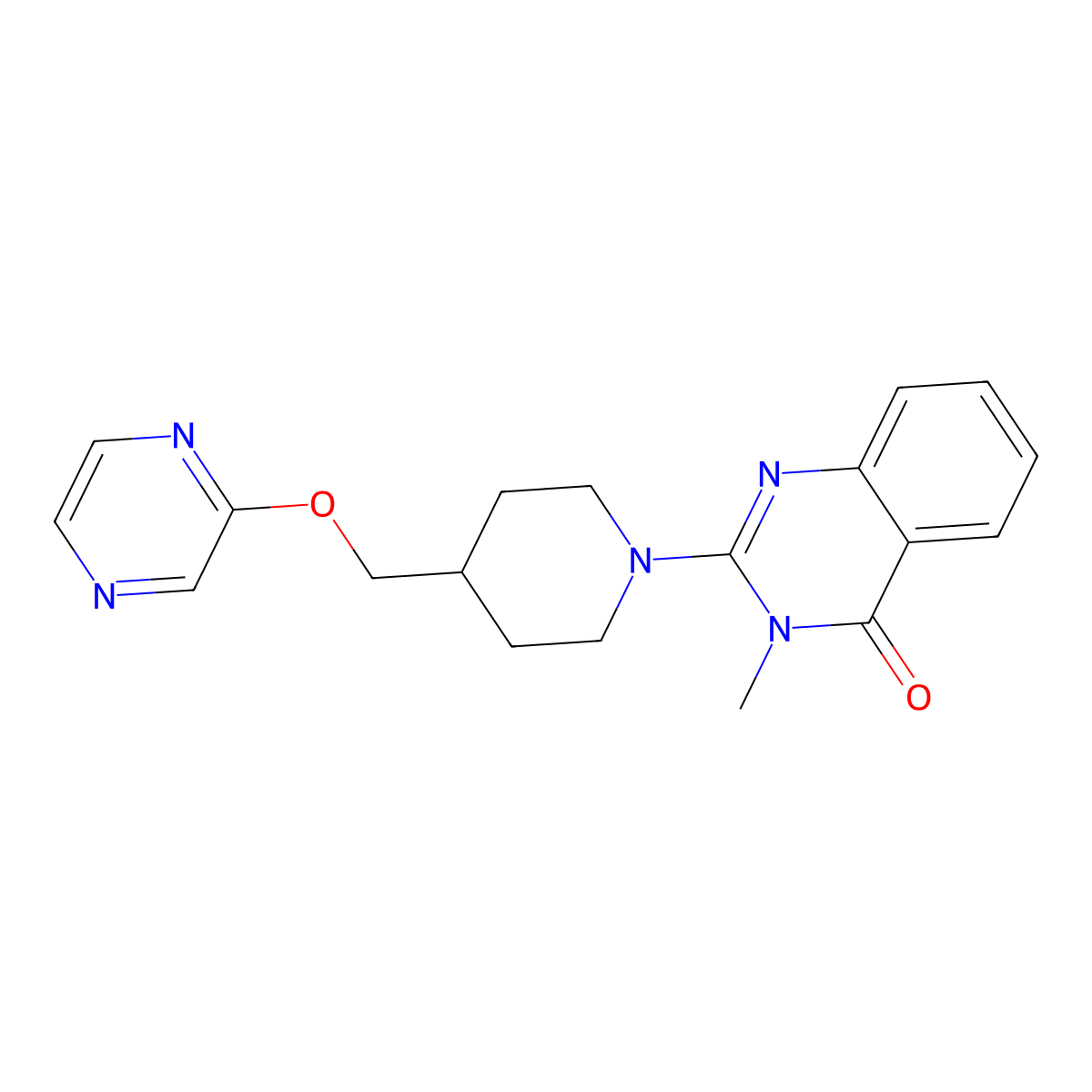 3-Methyl-2-{4-[(pyrazin-2-yloxy)methyl]piperidin-1-yl}-3,4-dihydroquinazolin-4-one molecular structure, CAS 2549028-27-3