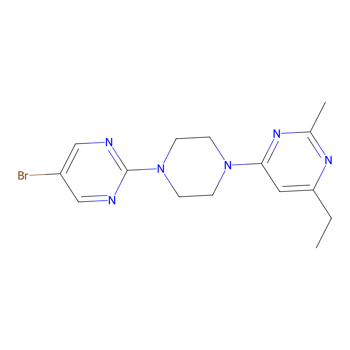 4-[4-(5-Bromopyrimidin-2-yl)piperazin-1-yl]-6-ethyl-2-methylpyrimidine molecular structure, CAS 2549028-29-5