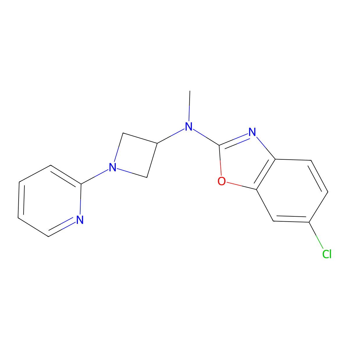 6-chloro-N-methyl-N-[1-(pyridin-2-yl)azetidin-3-yl]-1,3-benzoxazol-2-amine molecular structure, CAS 2549028-31-9