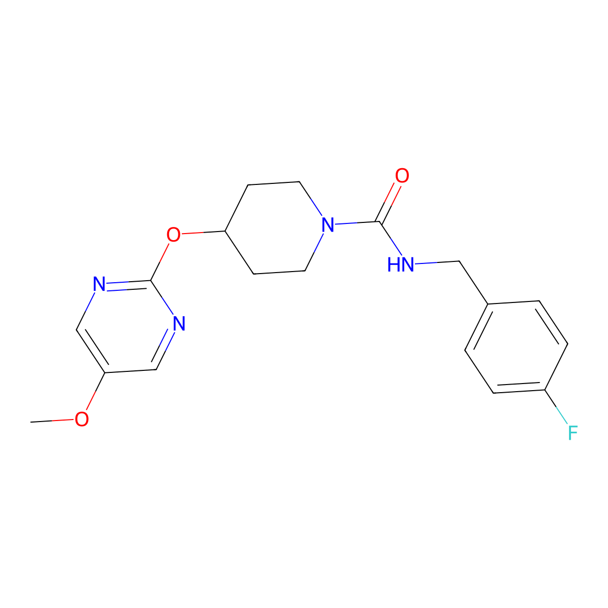 N-[(4-fluorophenyl)methyl]-4-[(5-methoxypyrimidin-2-yl)oxy]piperidine-1-carboxamide molecular structure, CAS 2549028-35-3