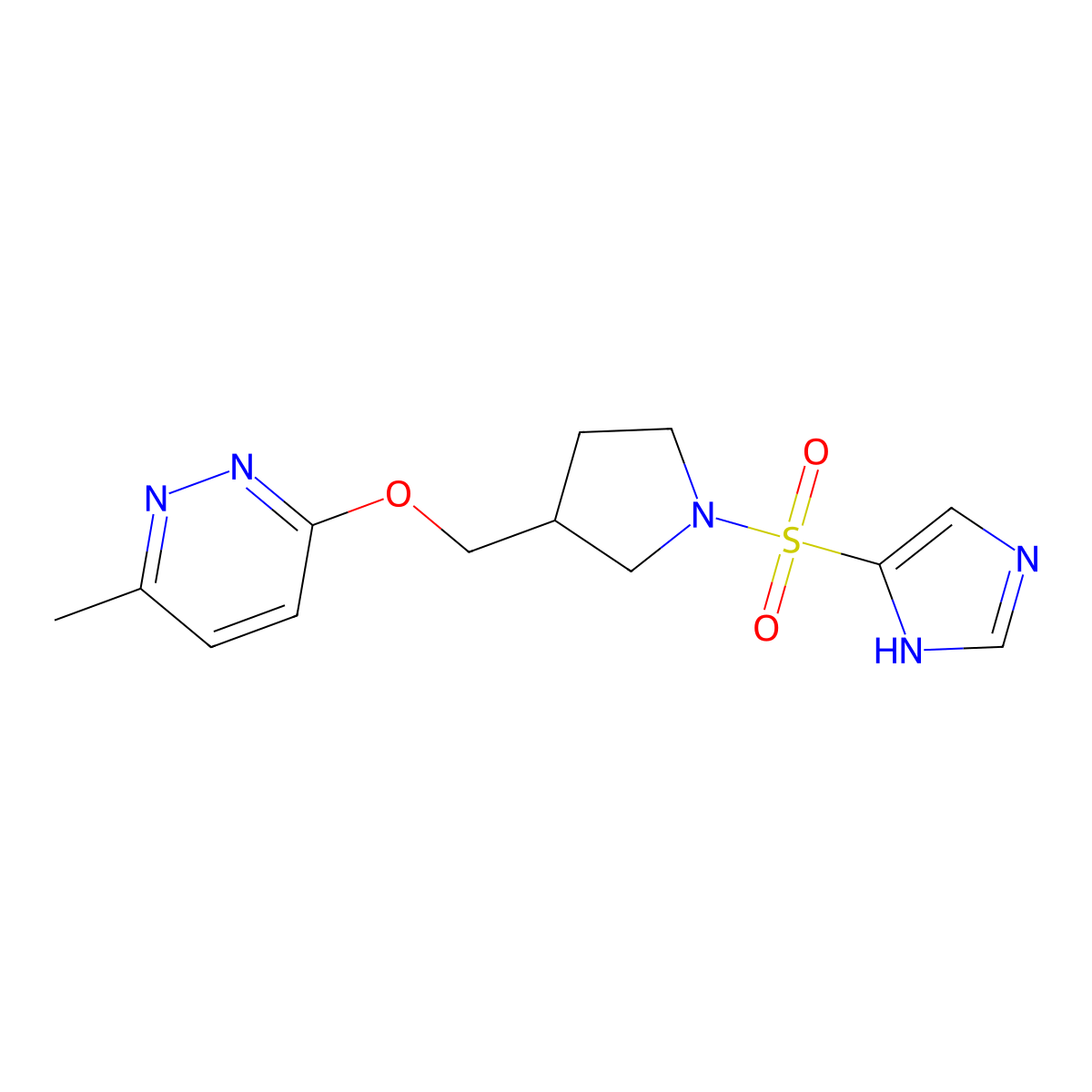 3-{[1-(1H-imidazole-4-sulfonyl)pyrrolidin-3-yl]methoxy}-6-methylpyridazine molecular structure, CAS 2549028-36-4