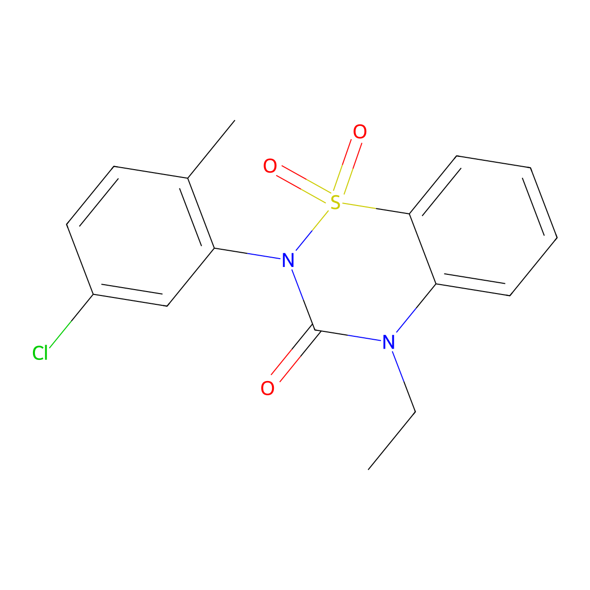 2-(5-Chloro-2-methylphenyl)-4-ethyl-1,1-dioxo-1lambda6,2,4-benzothiadiazin-3-one molecular structure, CAS 2549028-40-0