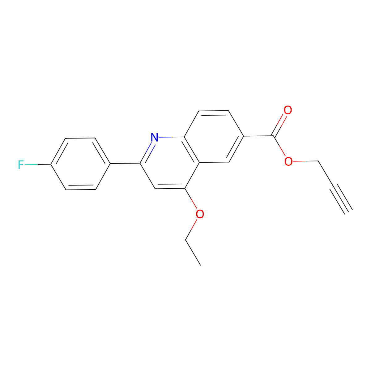 Prop-2-yn-1-yl 4-ethoxy-2-(4-fluorophenyl)quinoline-6-carboxylate molecular structure, CAS 2549028-47-7