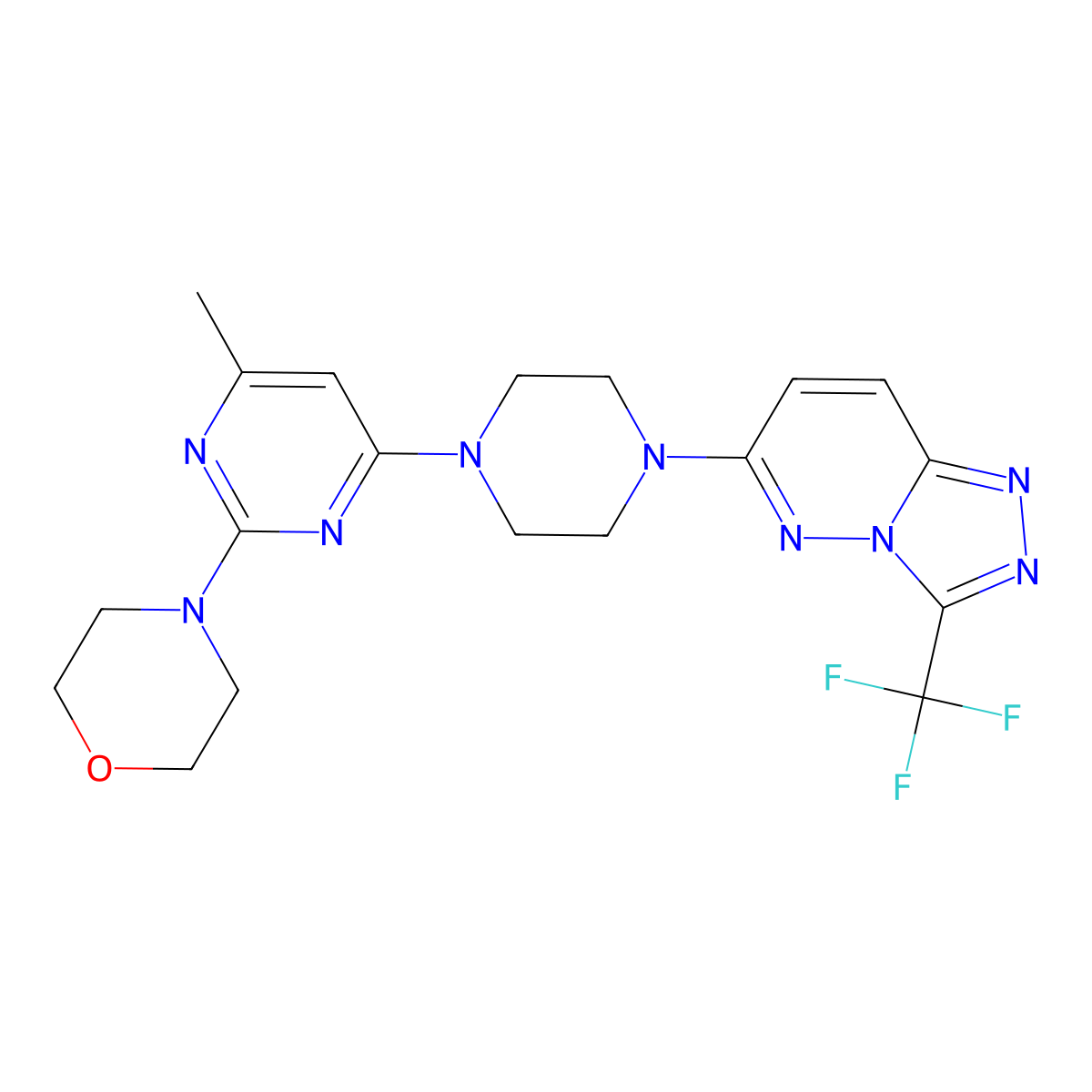 4-(4-Methyl-6-{4-[3-(trifluoromethyl)-[1,2,4]triazolo[4,3-b]pyridazin-6-yl]piperazin-1-yl}pyrimidin-2-yl)morpholine molecular structure, CAS 2549028-49-9
