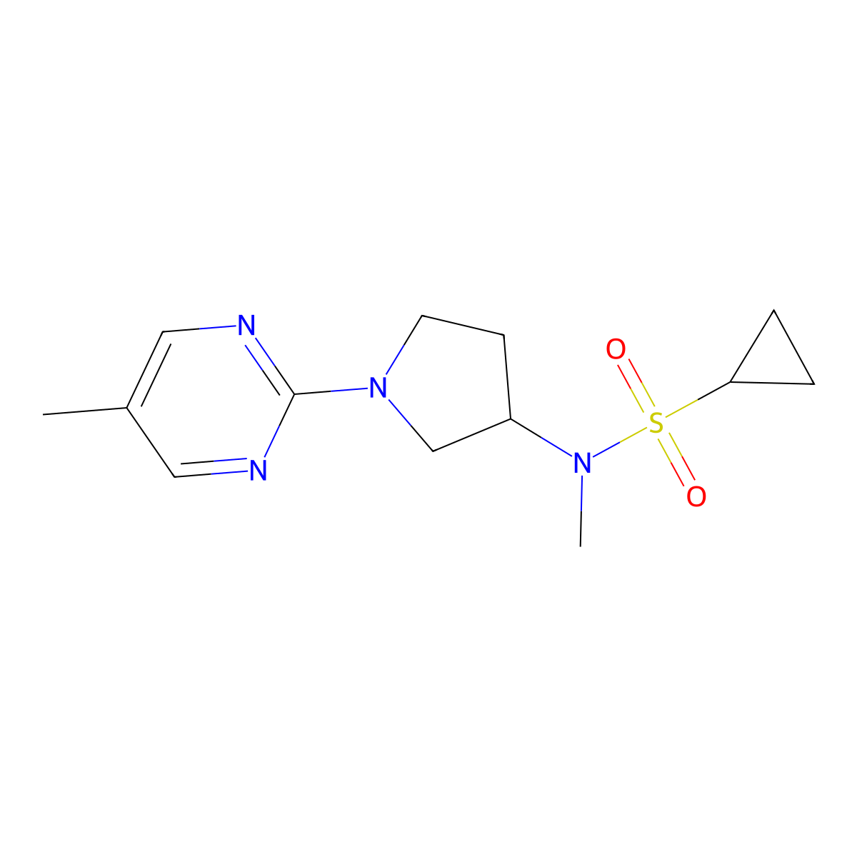 N-methyl-N-[1-(5-methylpyrimidin-2-yl)pyrrolidin-3-yl]cyclopropanesulfonamide molecular structure, CAS 2549028-58-0