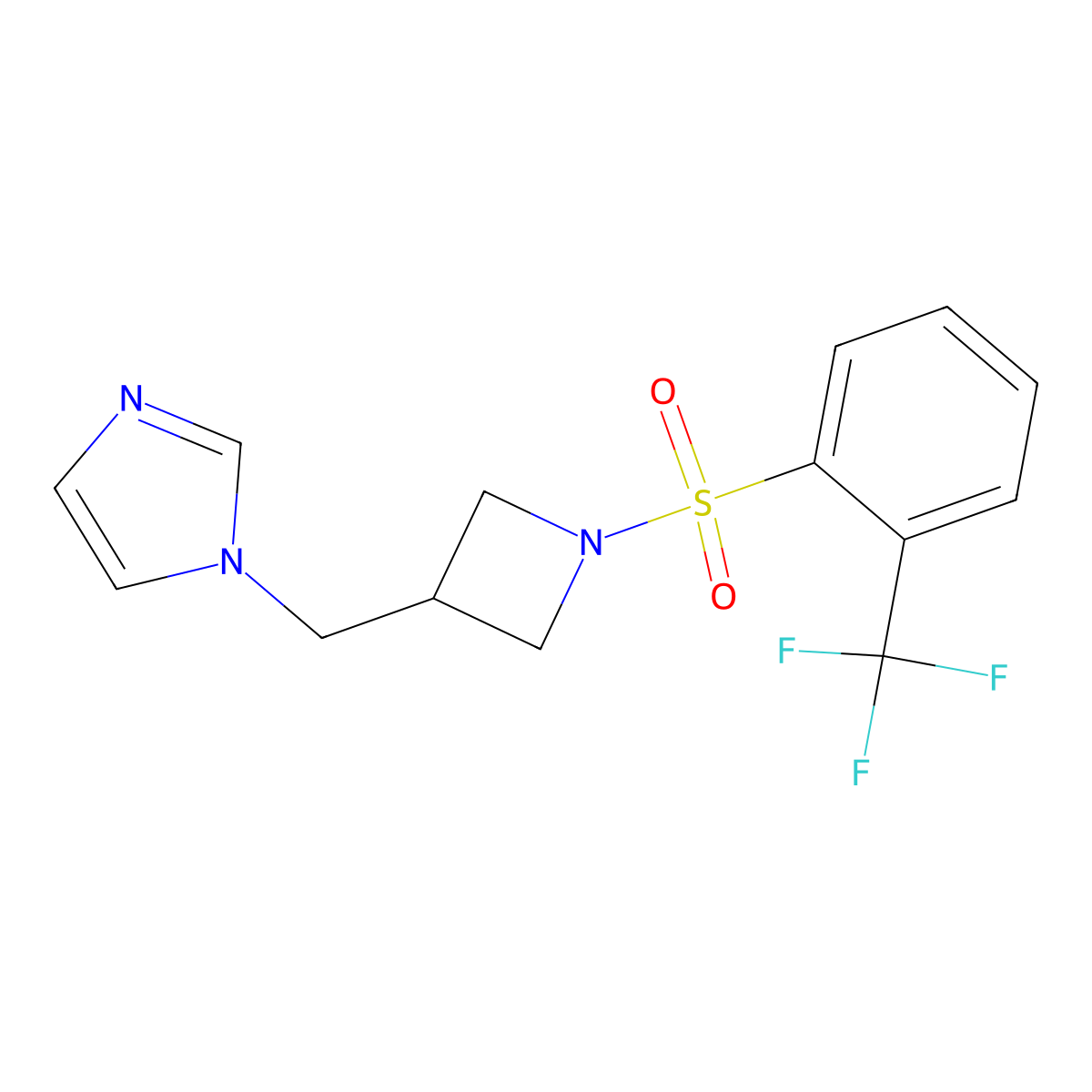 1-({1-[2-(trifluoromethyl)benzenesulfonyl]azetidin-3-yl}methyl)-1H-imidazole molecular structure, CAS 2549028-61-5