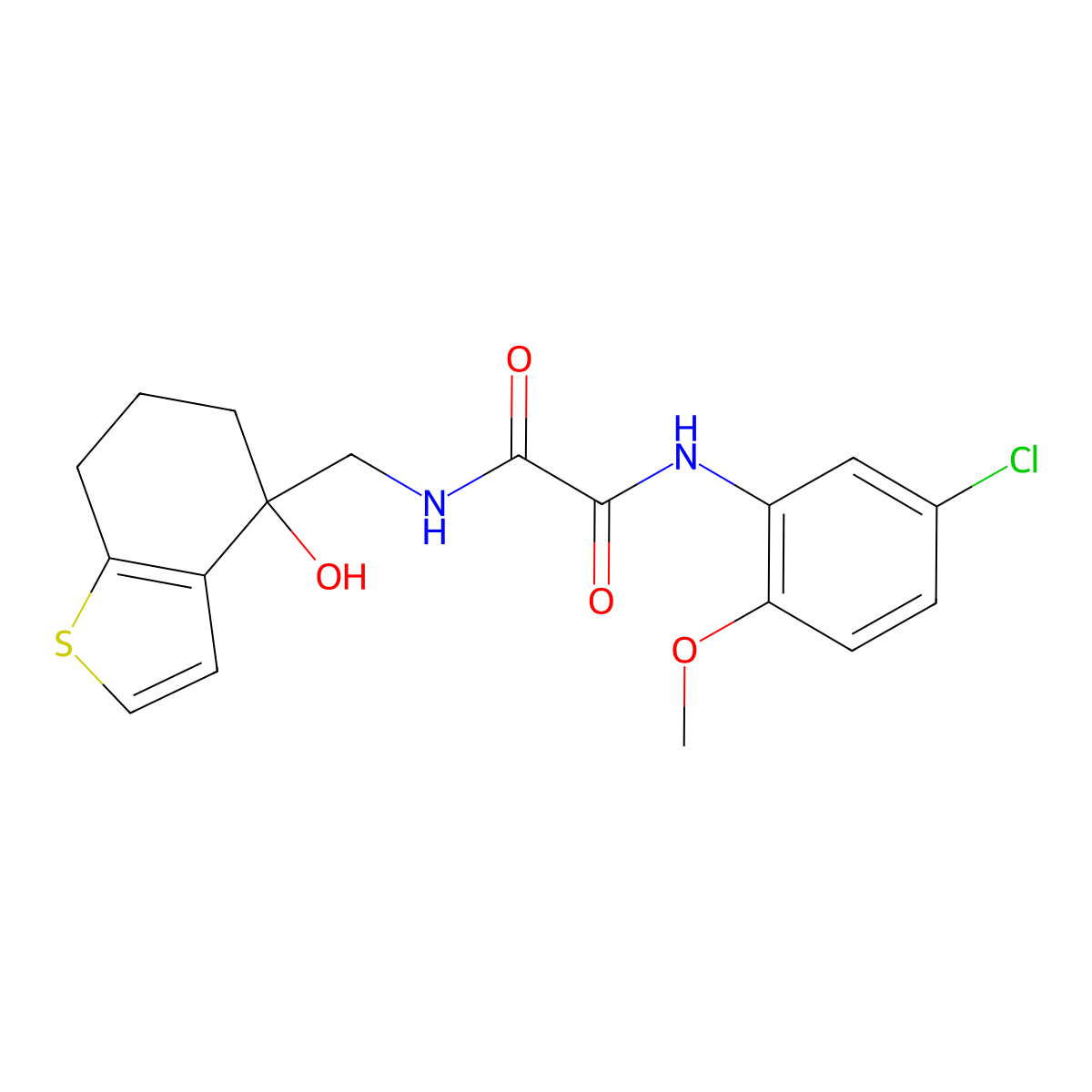 N'-(5-chloro-2-methoxyphenyl)-N-[(4-hydroxy-4,5,6,7-tetrahydro-1-benzothiophen-4-yl)methyl]ethanediamide molecular structure, CAS 2549028-62-6