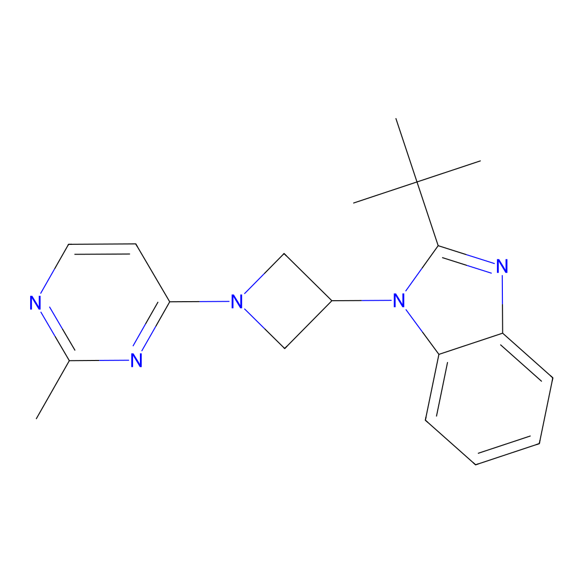 2-tert-butyl-1-[1-(2-methylpyrimidin-4-yl)azetidin-3-yl]-1H-1,3-benzodiazole molecular structure, CAS 2549028-64-8