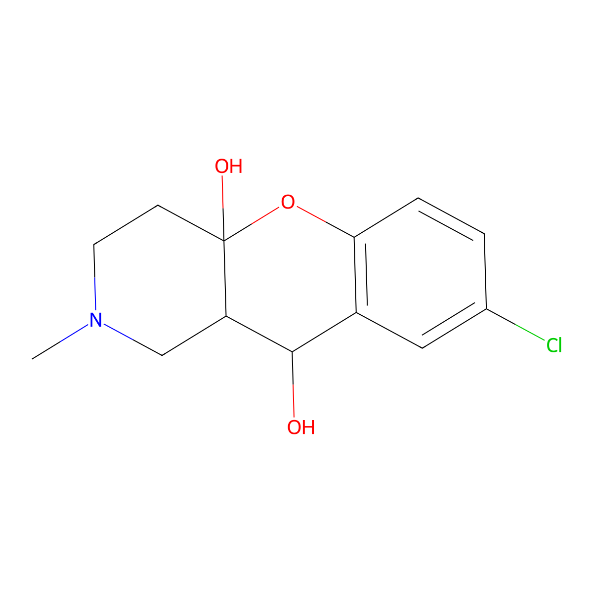 12-Chloro-6-methyl-2-oxa-6-azatricyclo[8.4.0.0^{3,8}]tetradeca-1(14),10,12-triene-3,9-diol molecular structure, CAS 2549028-67-1