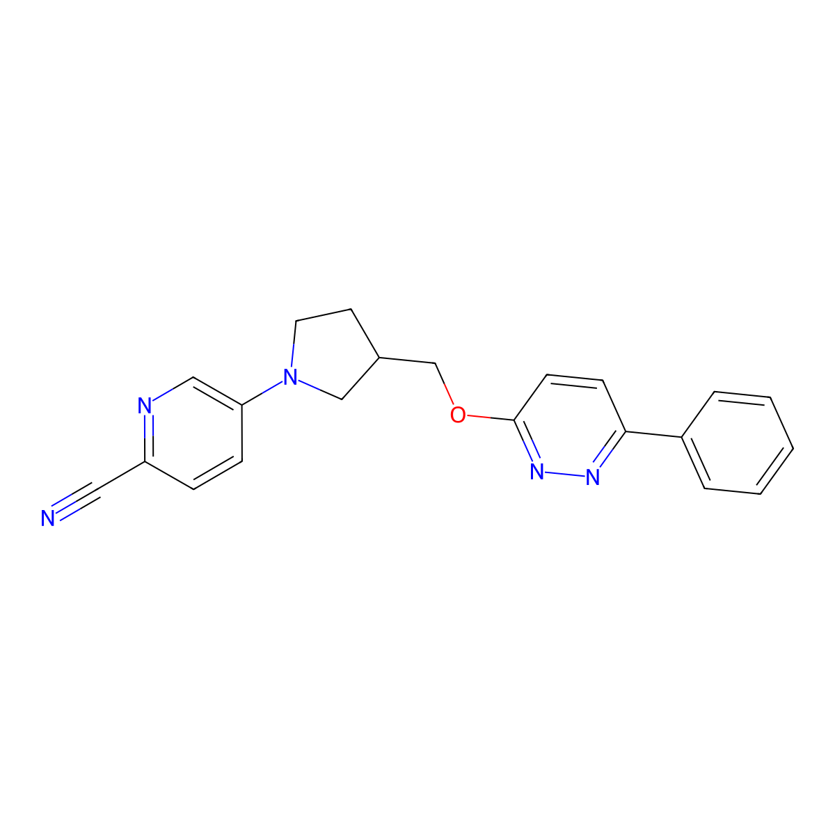 5-(3-{[(6-Phenylpyridazin-3-yl)oxy]methyl}pyrrolidin-1-yl)pyridine-2-carbonitrile molecular structure, CAS 2549028-68-2