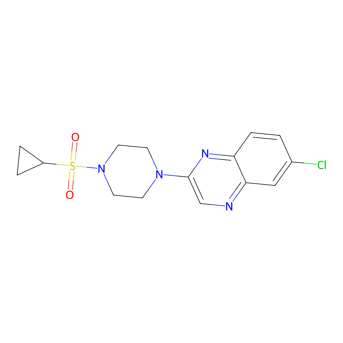 6-Chloro-2-[4-(cyclopropanesulfonyl)piperazin-1-yl]quinoxaline molecular structure, CAS 2549028-69-3