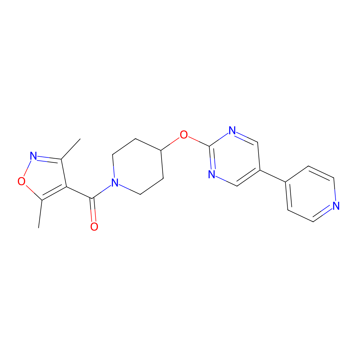 2-{[1-(3,5-Dimethyl-1,2-oxazole-4-carbonyl)piperidin-4-yl]oxy}-5-(pyridin-4-yl)pyrimidine molecular structure, CAS 2549028-74-0