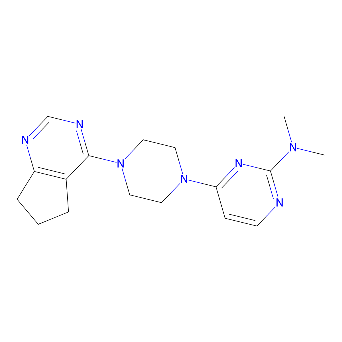 4-(4-{5H,6H,7H-cyclopenta[d]pyrimidin-4-yl}piperazin-1-yl)-N,N-dimethylpyrimidin-2-amine molecular structure, CAS 2549028-75-1