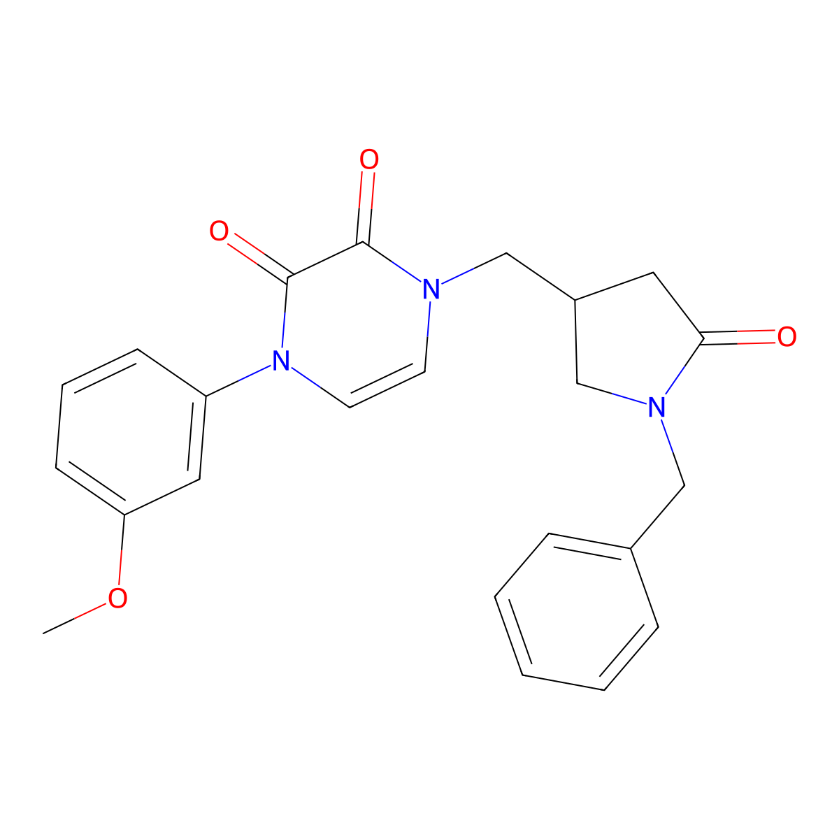 1-[(1-Benzyl-5-oxopyrrolidin-3-yl)methyl]-4-(3-methoxyphenyl)-1,2,3,4-tetrahydropyrazine-2,3-dione molecular structure, CAS 2549028-79-5