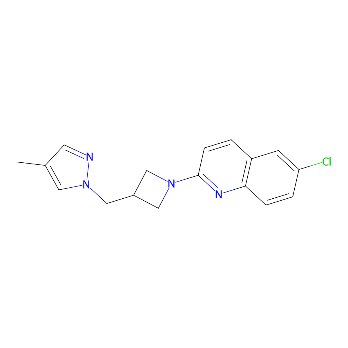 6-chloro-2-{3-[(4-methyl-1H-pyrazol-1-yl)methyl]azetidin-1-yl}quinoline molecular structure, CAS 2549028-81-9