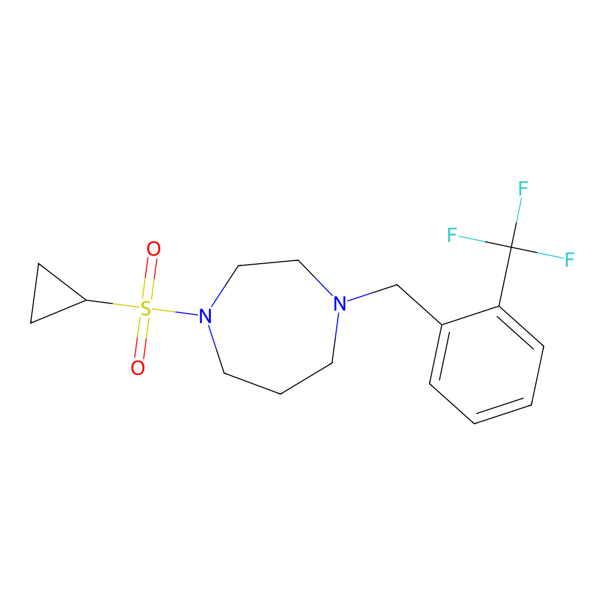 1-(Cyclopropanesulfonyl)-4-{[2-(trifluoromethyl)phenyl]methyl}-1,4-diazepane molecular structure, CAS 2549028-85-3
