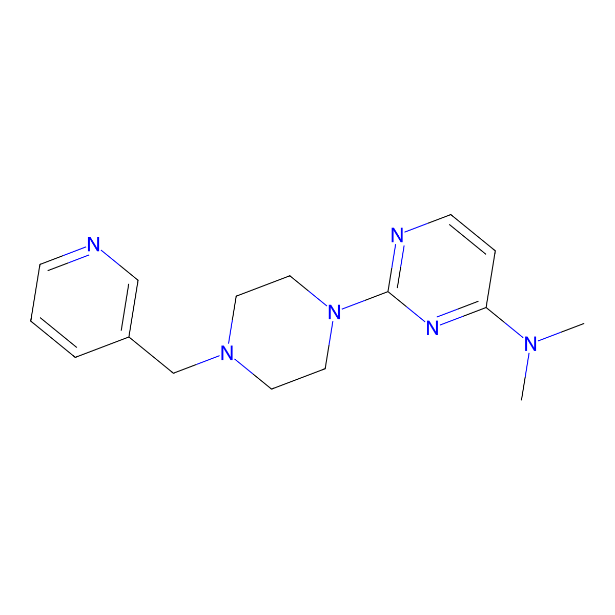 N,N-dimethyl-2-{4-[(pyridin-3-yl)methyl]piperazin-1-yl}pyrimidin-4-amine molecular structure, CAS 2549028-92-2