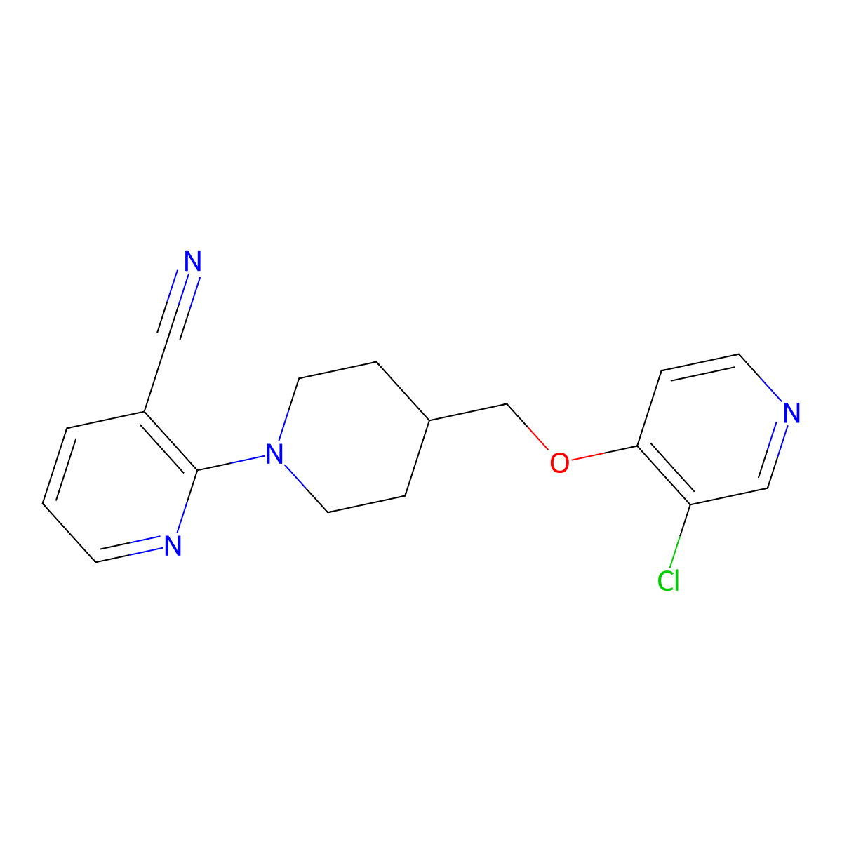 2-(4-{[(3-Chloropyridin-4-yl)oxy]methyl}piperidin-1-yl)pyridine-3-carbonitrile molecular structure, CAS 2549028-94-4