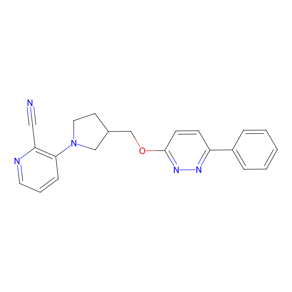 3-(3-{[(6-Phenylpyridazin-3-yl)oxy]methyl}pyrrolidin-1-yl)pyridine-2-carbonitrile molecular structure, CAS 2549028-97-7