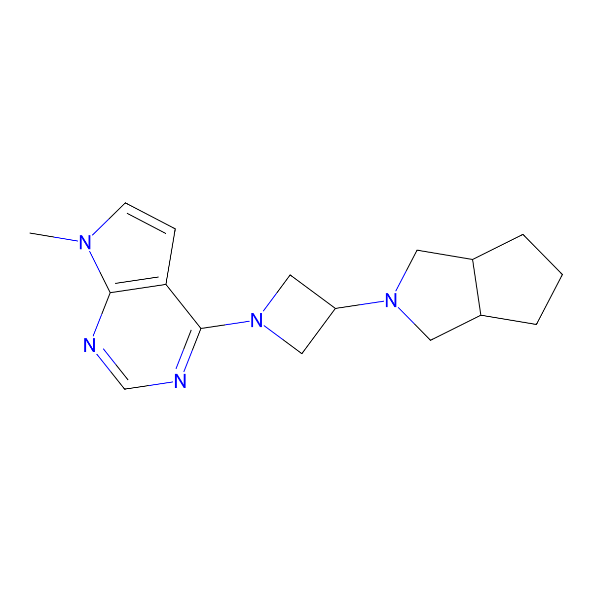 1-{7-methyl-7H-pyrrolo[2,3-d]pyrimidin-4-yl}-3-{octahydrocyclopenta[c]pyrrol-2-yl}azetidine molecular structure, CAS 2549029-01-6