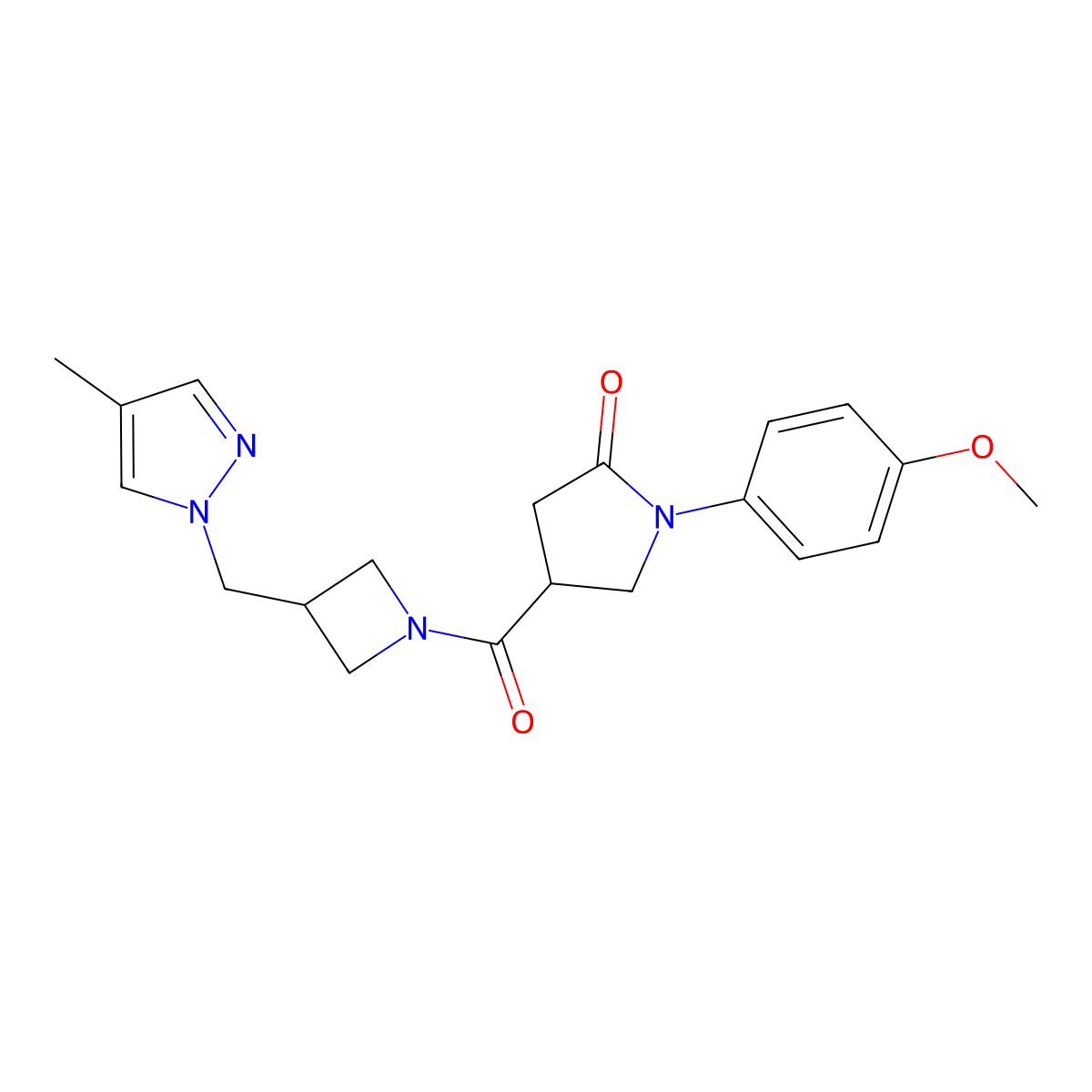 1-(4-methoxyphenyl)-4-{3-[(4-methyl-1H-pyrazol-1-yl)methyl]azetidine-1-carbonyl}pyrrolidin-2-one molecular structure, CAS 2549029-07-2
