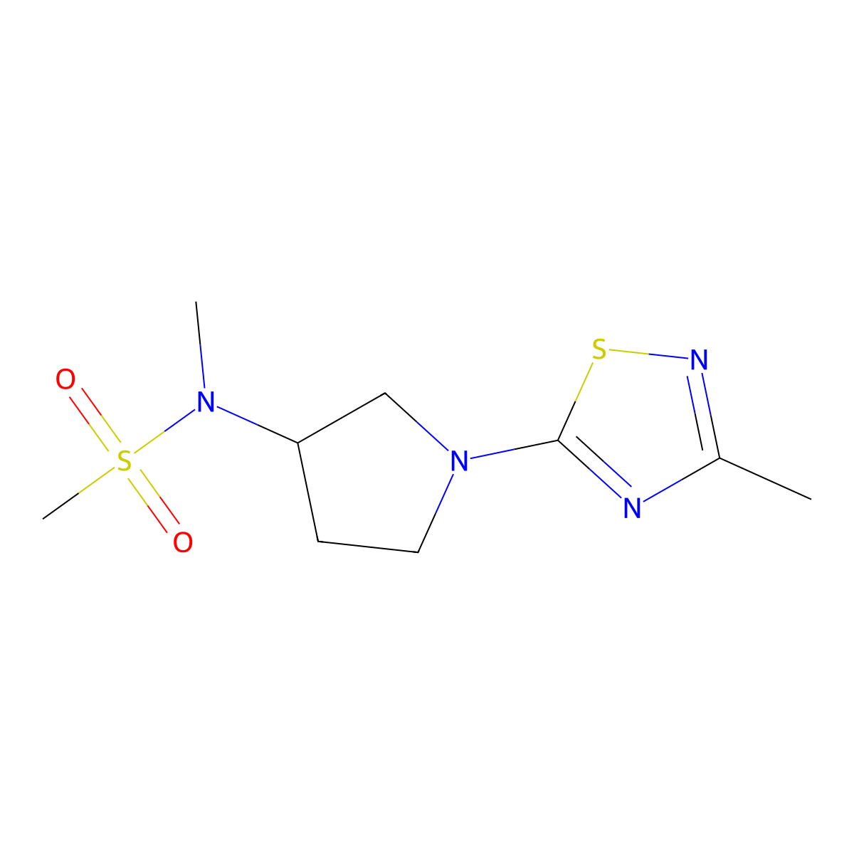 N-methyl-N-[1-(3-methyl-1,2,4-thiadiazol-5-yl)pyrrolidin-3-yl]methanesulfonamide molecular structure, CAS 2549029-08-3