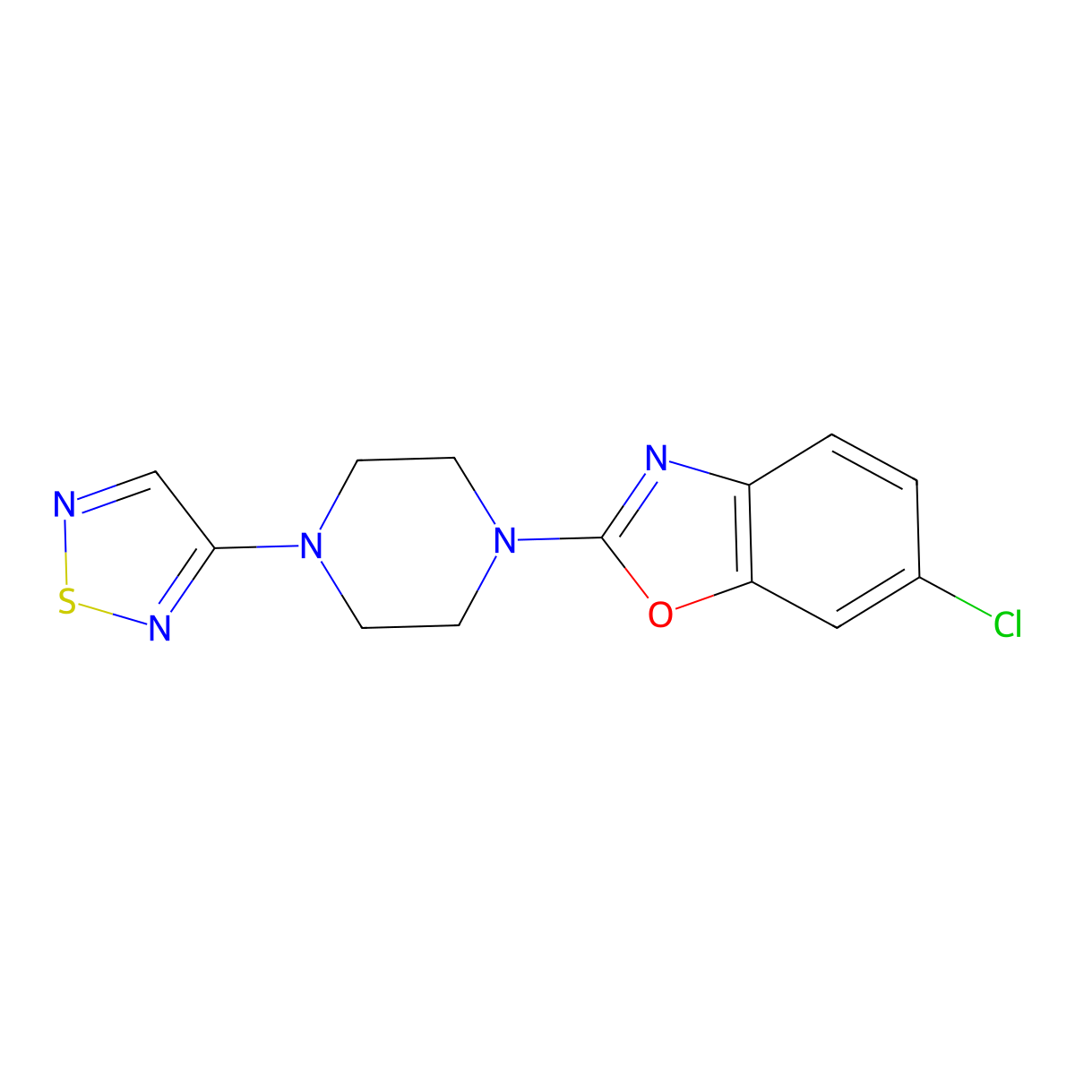 6-Chloro-2-[4-(1,2,5-thiadiazol-3-yl)piperazin-1-yl]-1,3-benzoxazole molecular structure, CAS 2549029-10-7